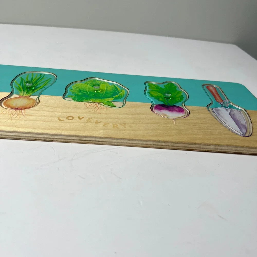 Lovevery Vegetable Garden Peg Puzzle Toddler Wood Montessori Learning Toy